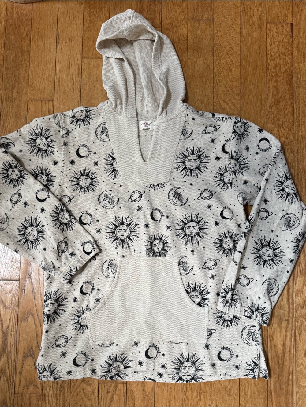 Lakhays Unisex Celestial Baja Woven Hoodie Sz S-M  Cosmic Nepal Drug Rug Festiva